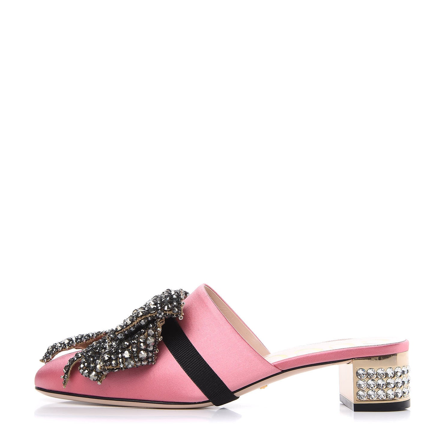 Silk Satin Crystal Embellished Bow Mules 38 Peonia