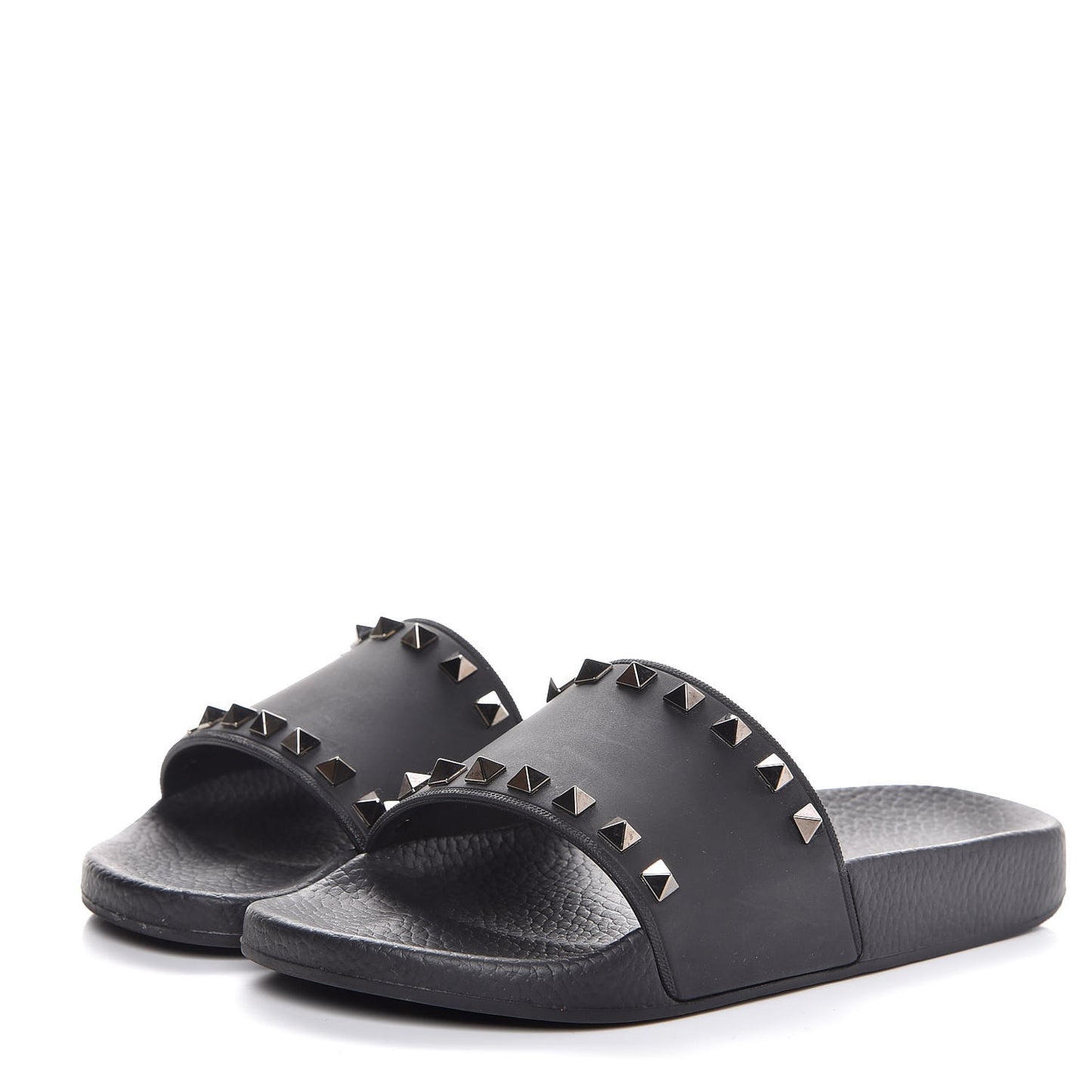 Rubber Rockstud Slide Sandals 37 Black