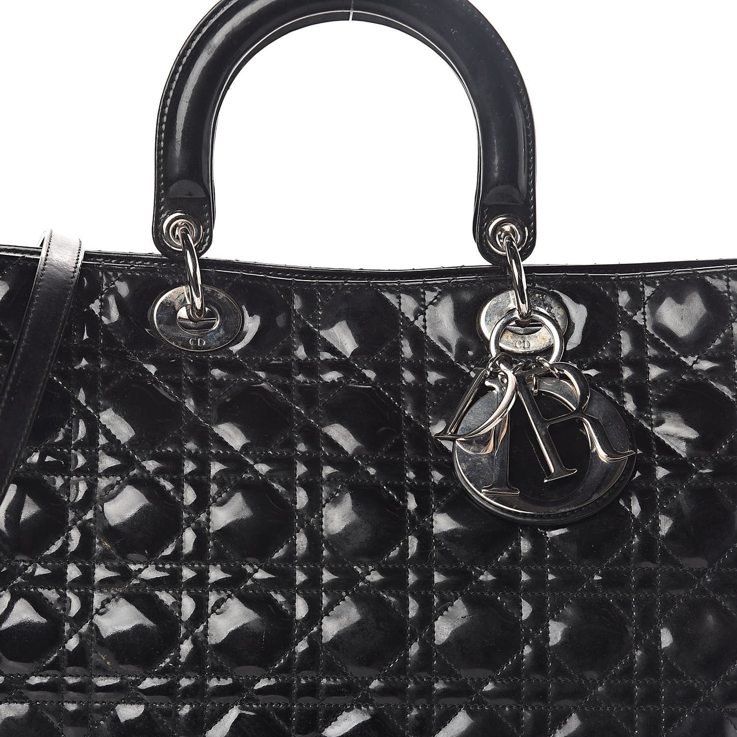 Patent Cannage Large Lady Dior Black