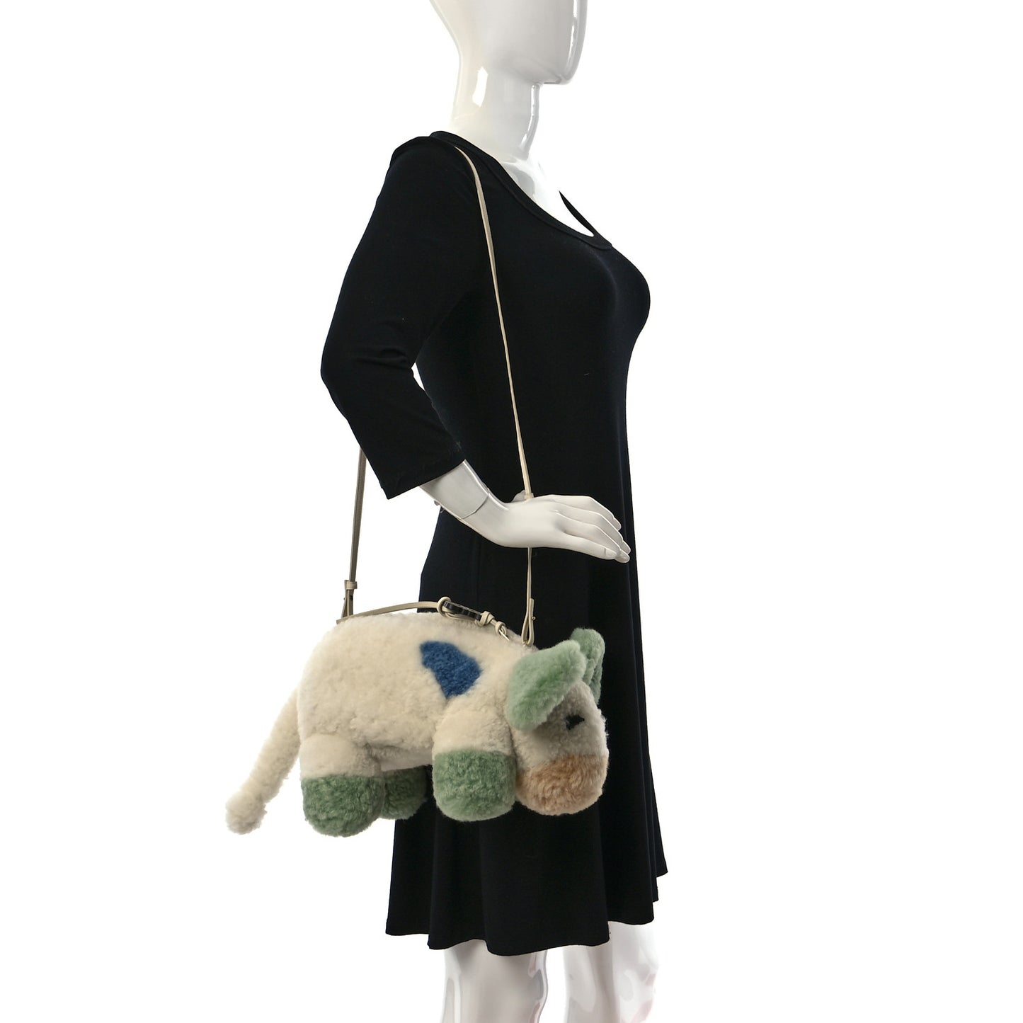 X HOWLS MOVING CASTLE Shearling Cow Shoulder Bag Multicolor