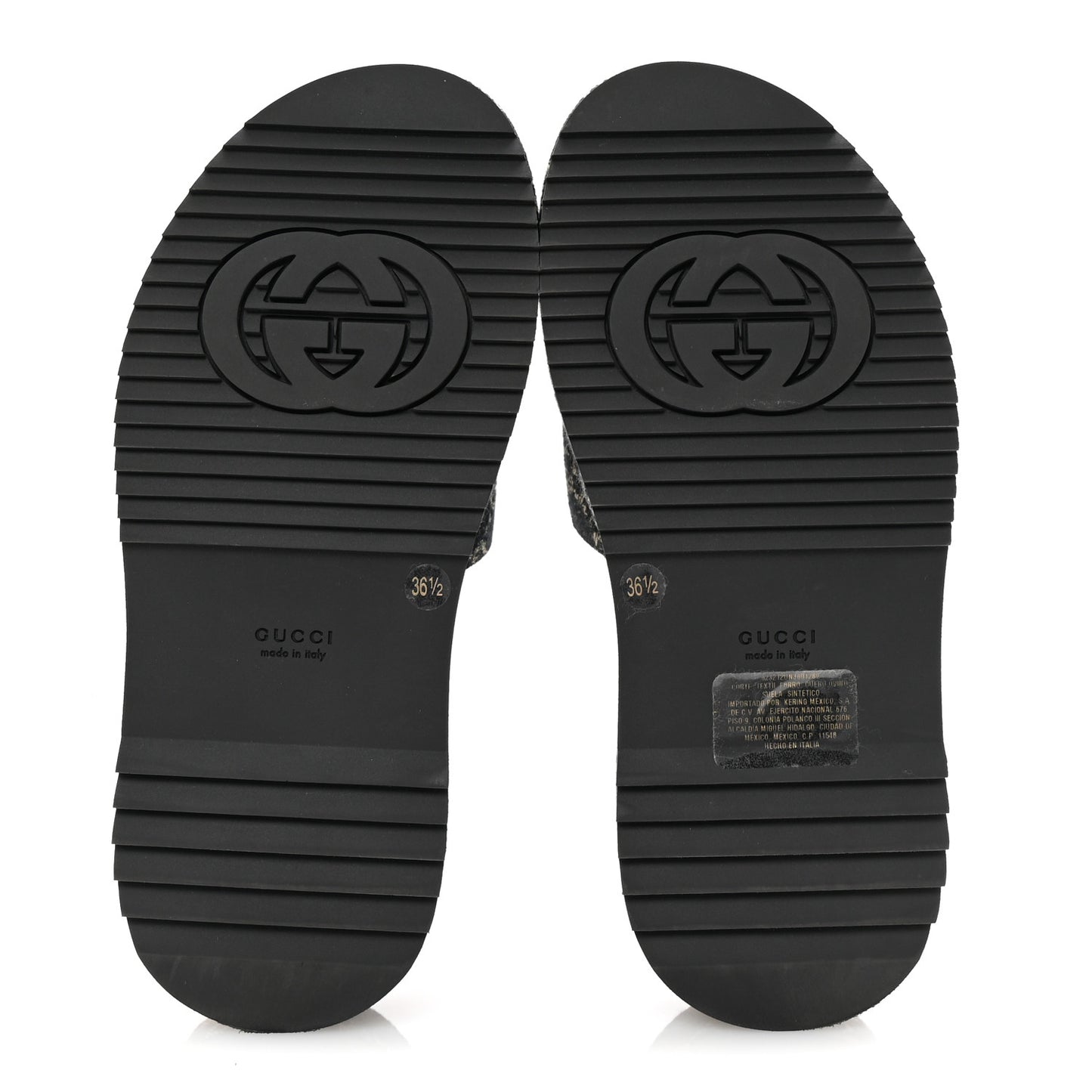 Jacquard Black Denim GG Monogram Angelina Platform 55mm Slide Sandals 36.5 Black Ivory