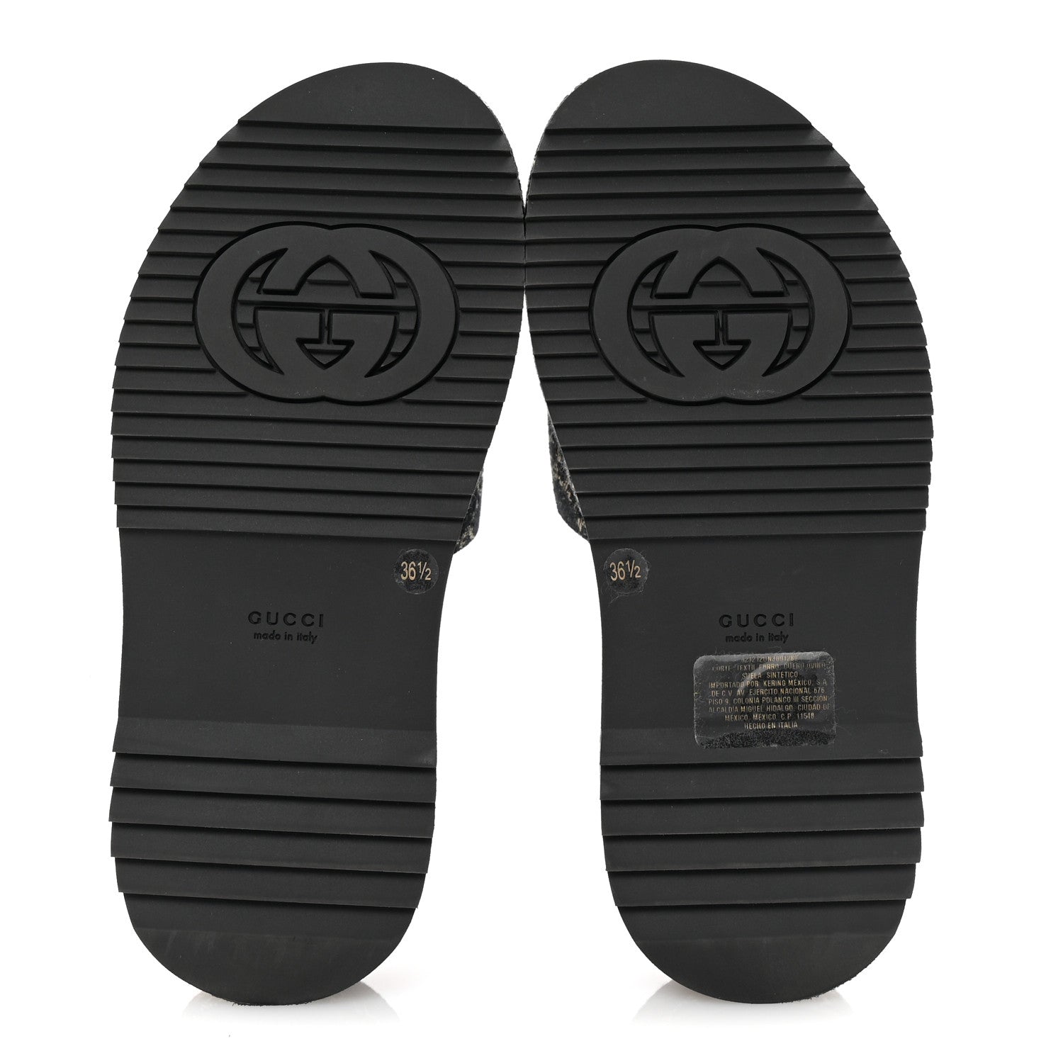 Gucci Jacquard Black Denim GG Monogram Angelina Platform 55mm Slide Sandals 36.5 Black Ivory 6 of 10