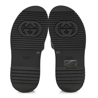 Gucci Jacquard Black Denim GG Monogram Angelina Platform 55mm Slide Sandals 36.5 Black Ivory 6 of 10
