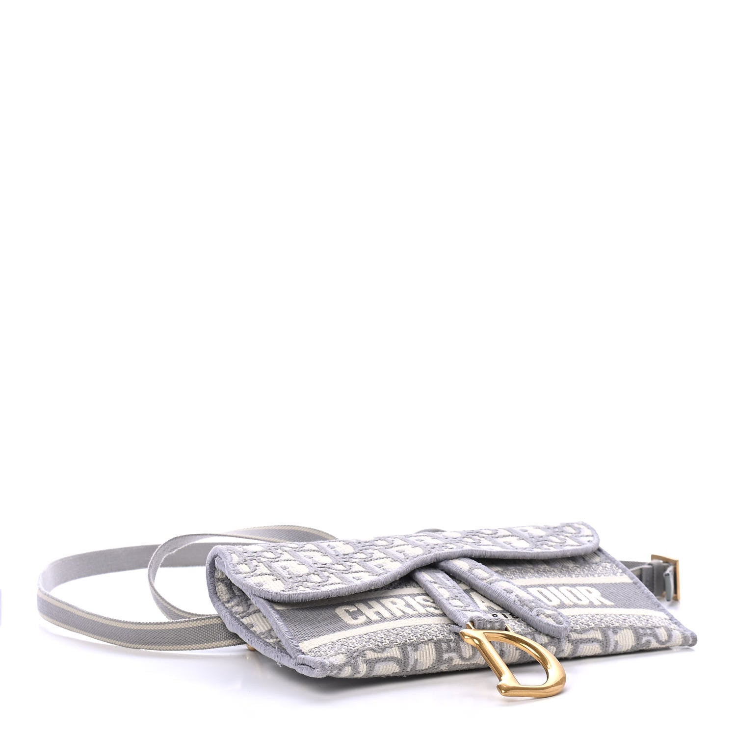 Christian Dior Oblique Slim Saddle Pouch Grey 3 of 4
