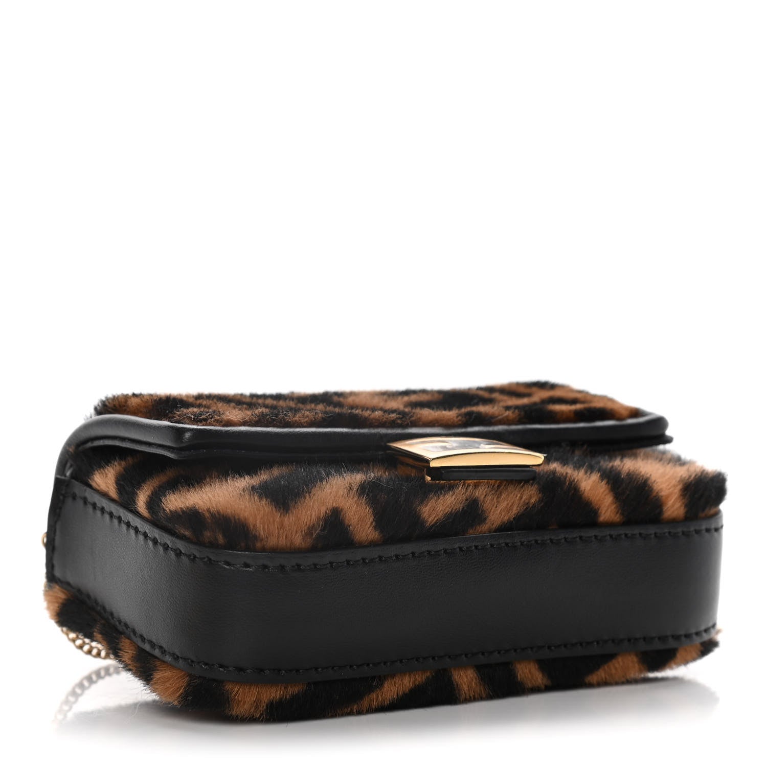Fendi Sheared Sheepskin Vitello King FF Nano Baguette Charm Tobacco Moro Black 4 of 12