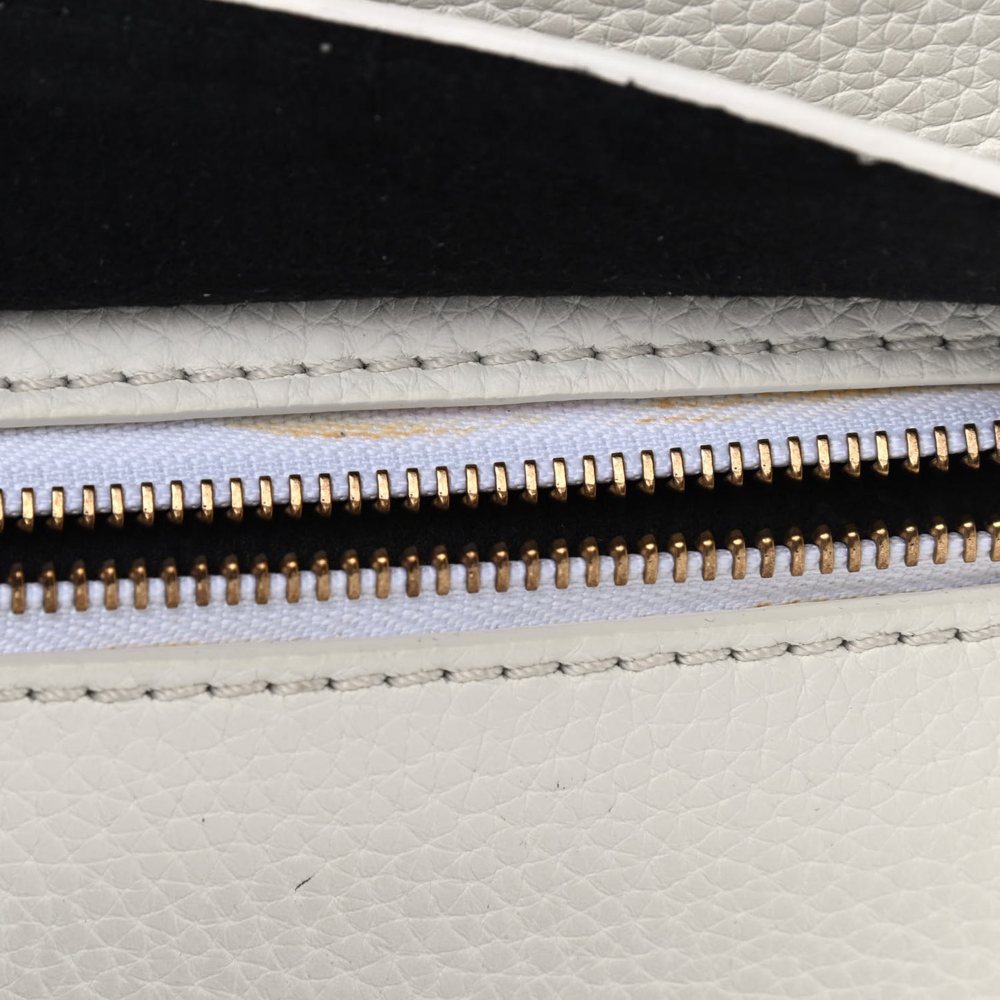 Grainy Calfskin Embossed Small Messenger White