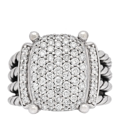 David Yurman Sterling Silver Diamond 16mm Wheaton Ring 54 7 1 of 4