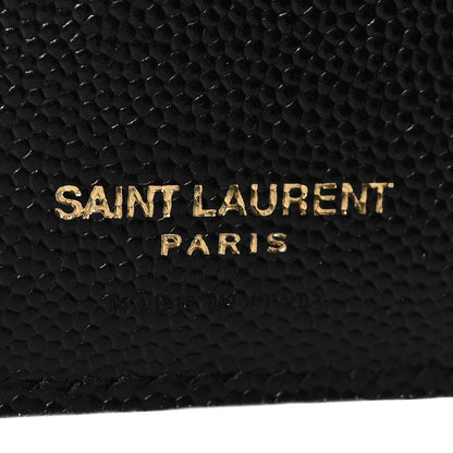 Saint Laurent Grain De Poudre Matelasse Chevron Monogram Zipped Card Case Black 7 of 8