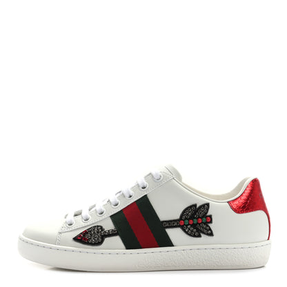 Gucci Calfskin Web Studded Womens Arrow Ace Sneakers 35 White 1 of 8