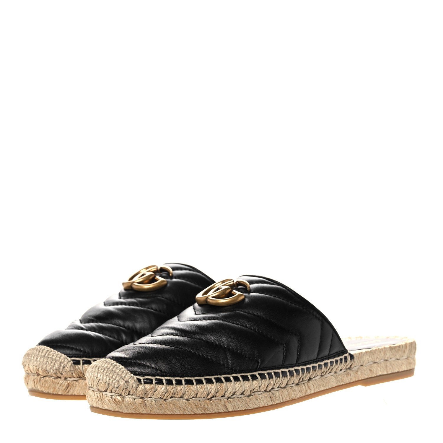 Gucci Nappa Matelasse GG Marmont Espadrille Slippers 38 Black 3 of 9
