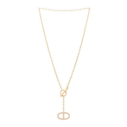 Hermes 18K Rose Gold Diamond GM Chaine D'Ancre Contour Pendant Necklace ST 2 of 7