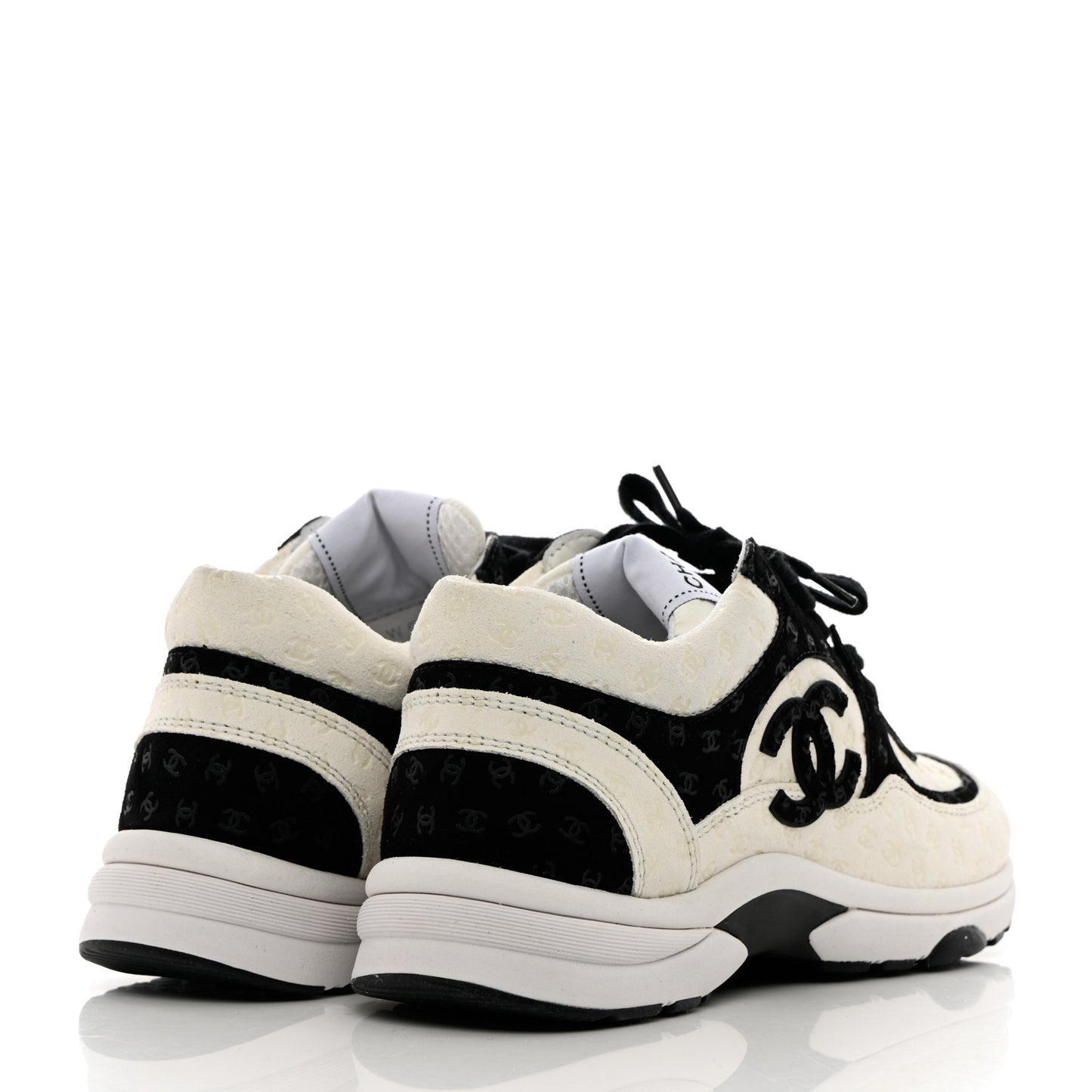 Suede Calfskin Printed CC Sneakers 37 Black White
