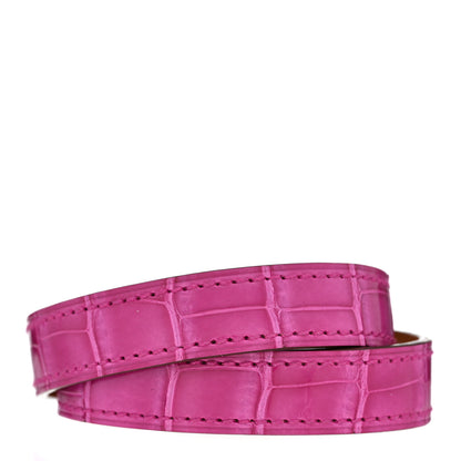 Hermes Shiny Alligator Kelly Double Tour Bracelet S Rose Scheherazade 3 of 5