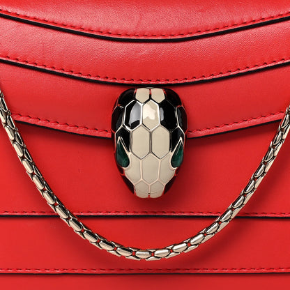 Bulgari Calfskin Serpenti Forever Flap Clutch Ruby Red 7 of 9