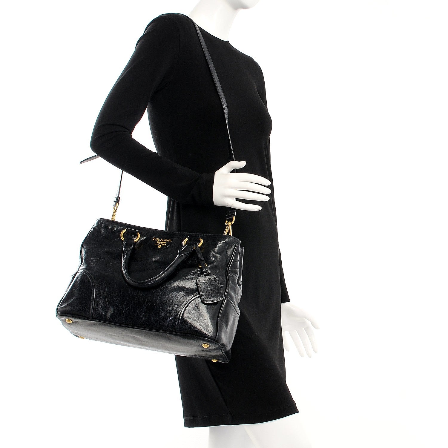 Prada Vitello Shine Tote Nero Black 2 of 12