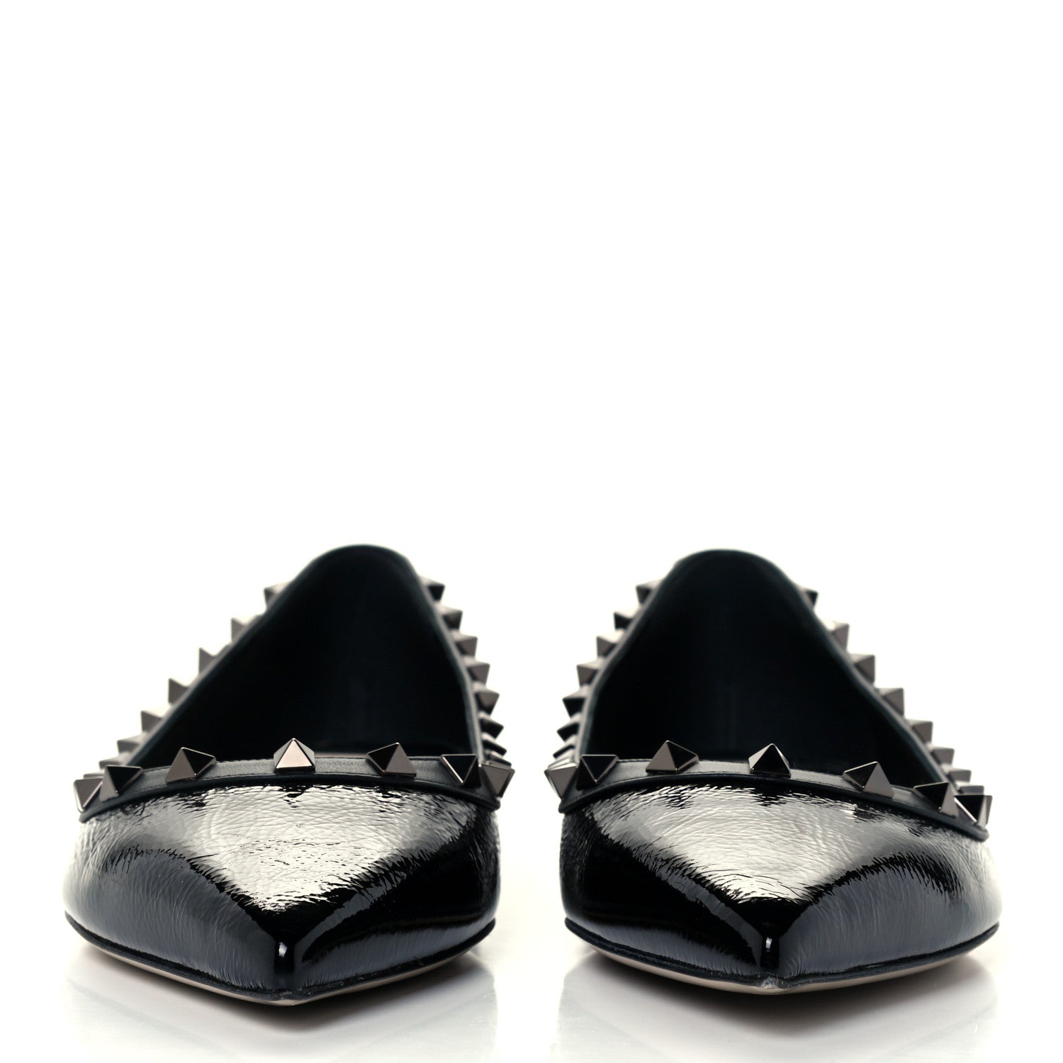 Valentino Garavani Patent Rockstud Ballerina Flats 40.5 Black 2 of 11
