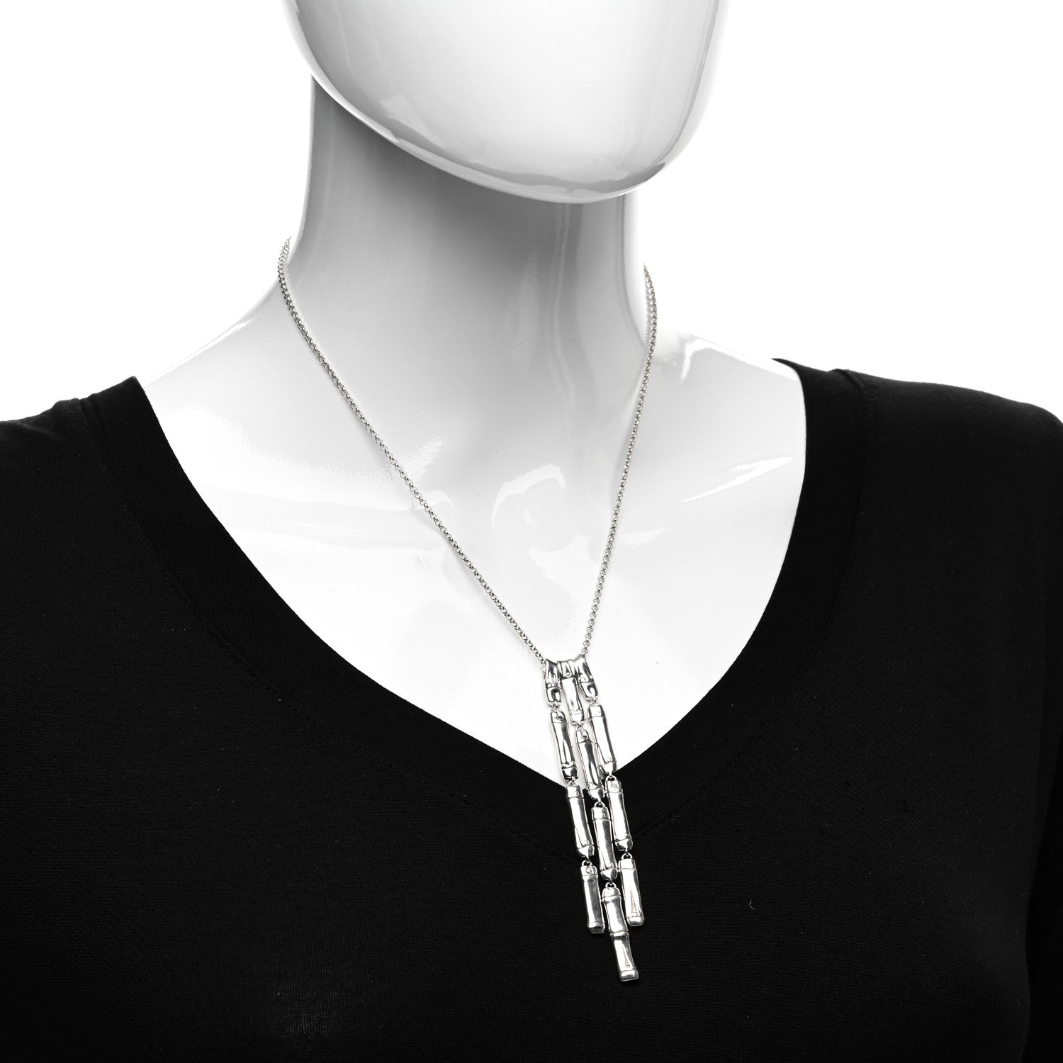 John Hardy Sterling Silver Bamboo Drop Necklace 2 of 4