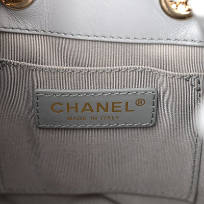 Chanel Lambskin Quilted CC Dweller Drawstring Bucket Bag Light Grey 7 of 11