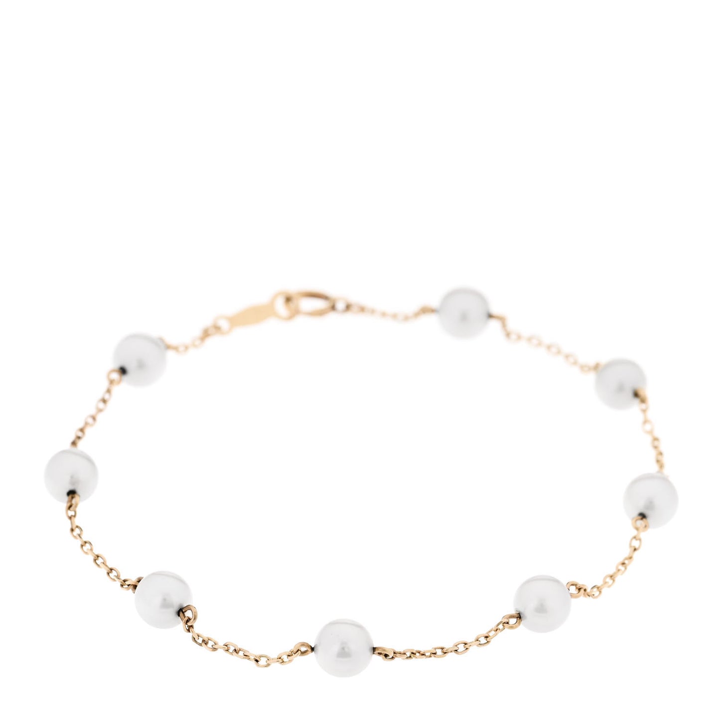 14K Yellow Gold 5-5.5mm Akoya Cultured Pearl Station Bracelet