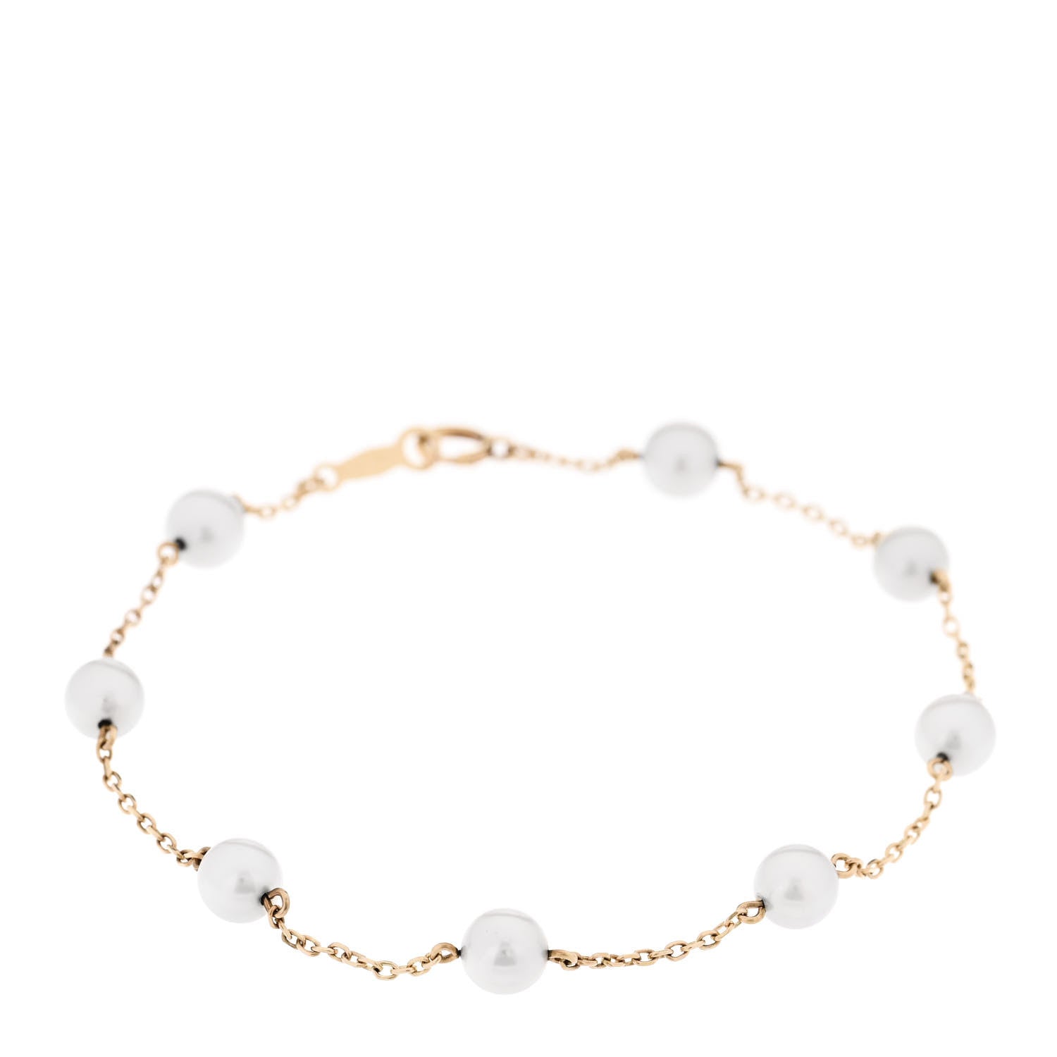 Mikimoto 14K Yellow Gold 5-5.5mm Akoya Cultured Pearl Station Bracelet 1 of 4