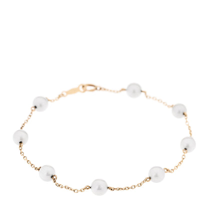 Mikimoto 14K Yellow Gold 5-5.5mm Akoya Cultured Pearl Station Bracelet 1 of 4