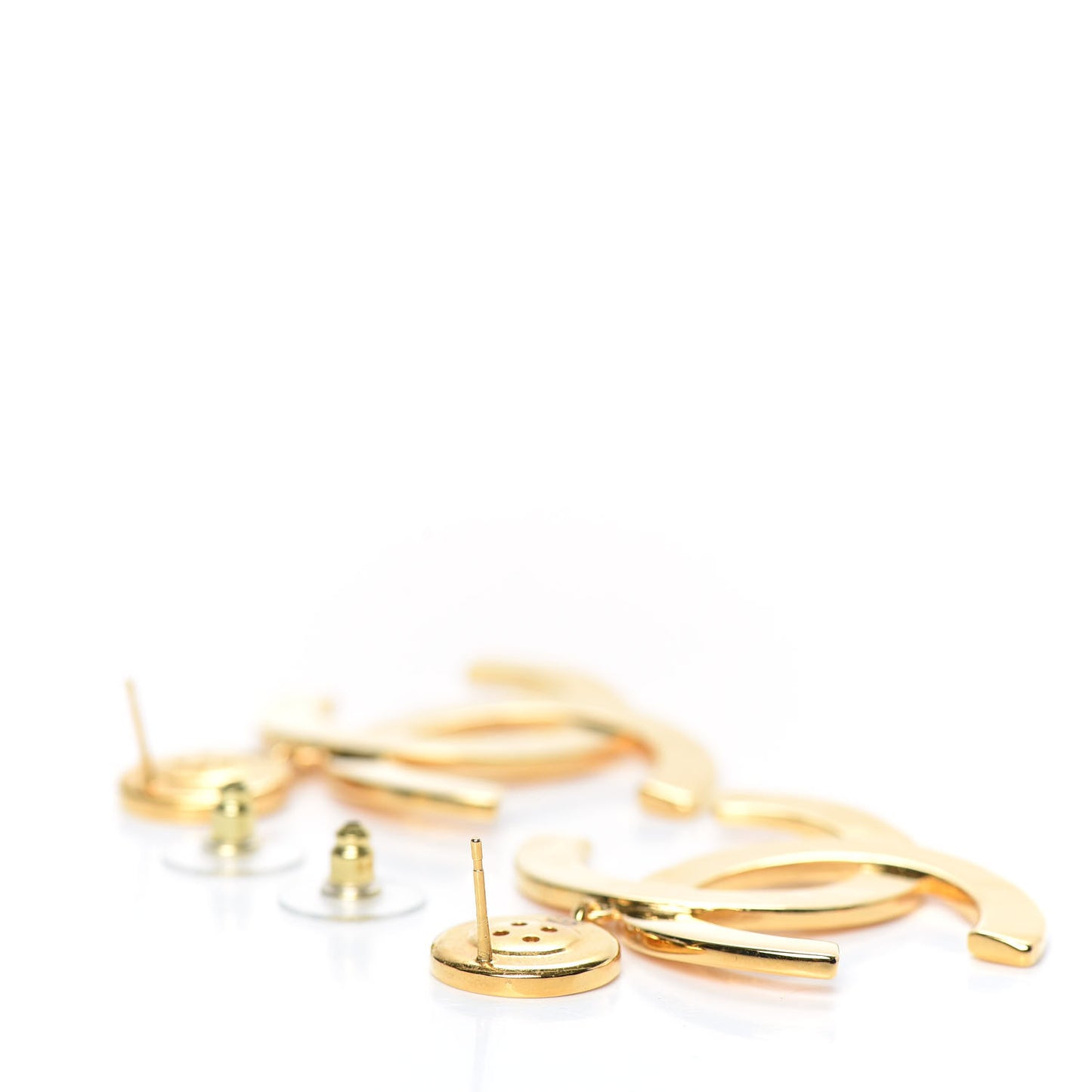Metal Large Paris Button Earrings Gold
