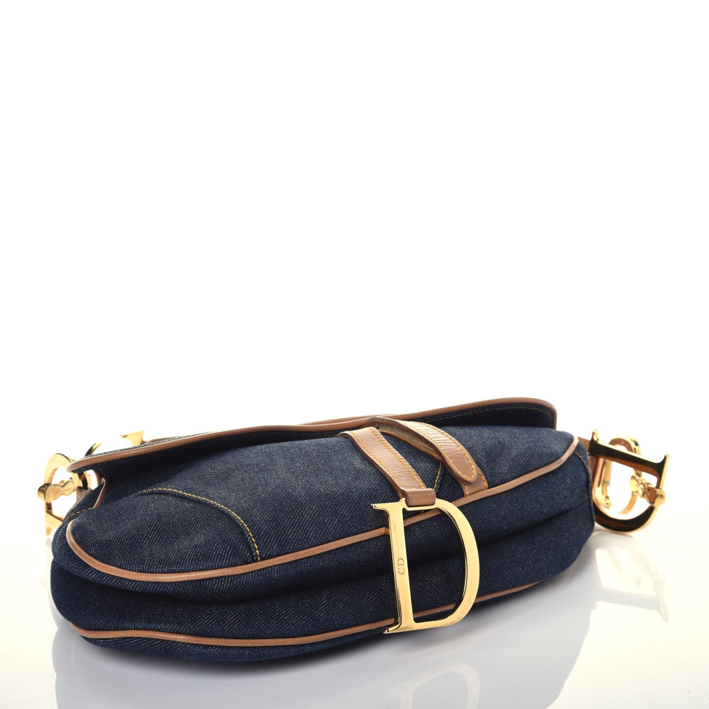 Denim Calfskin Saddle Bag Blue