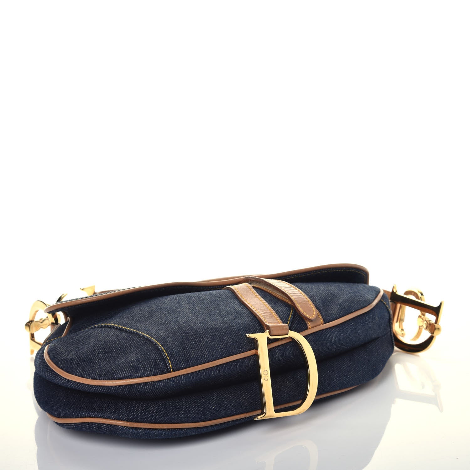 Christian Dior Denim Calfskin Saddle Bag Blue 4 of 9