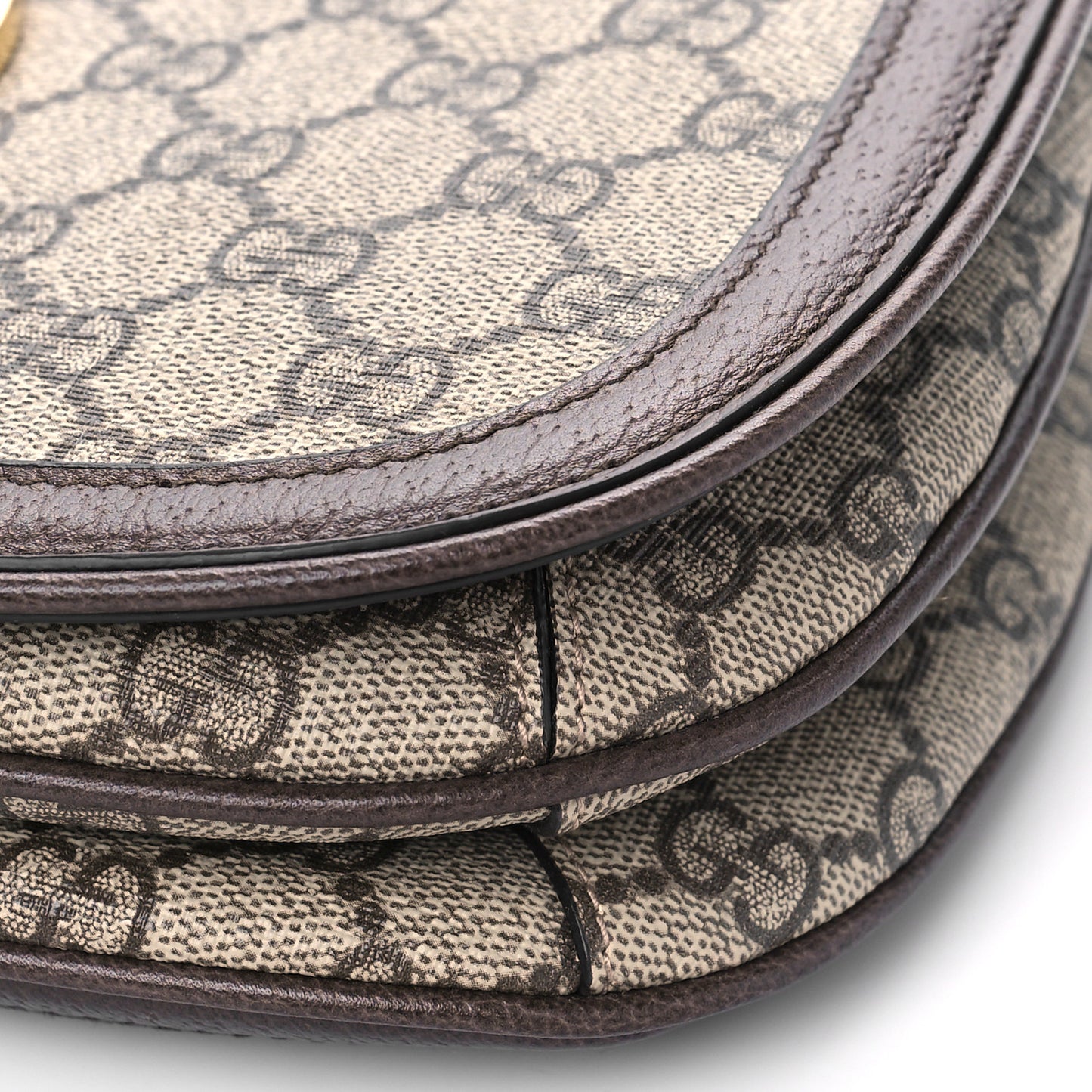 GG Supreme Monogram Textured Dollar Calfskin Web Medium Blondie Shoulder Flap Bag Beige Ebony New Acero