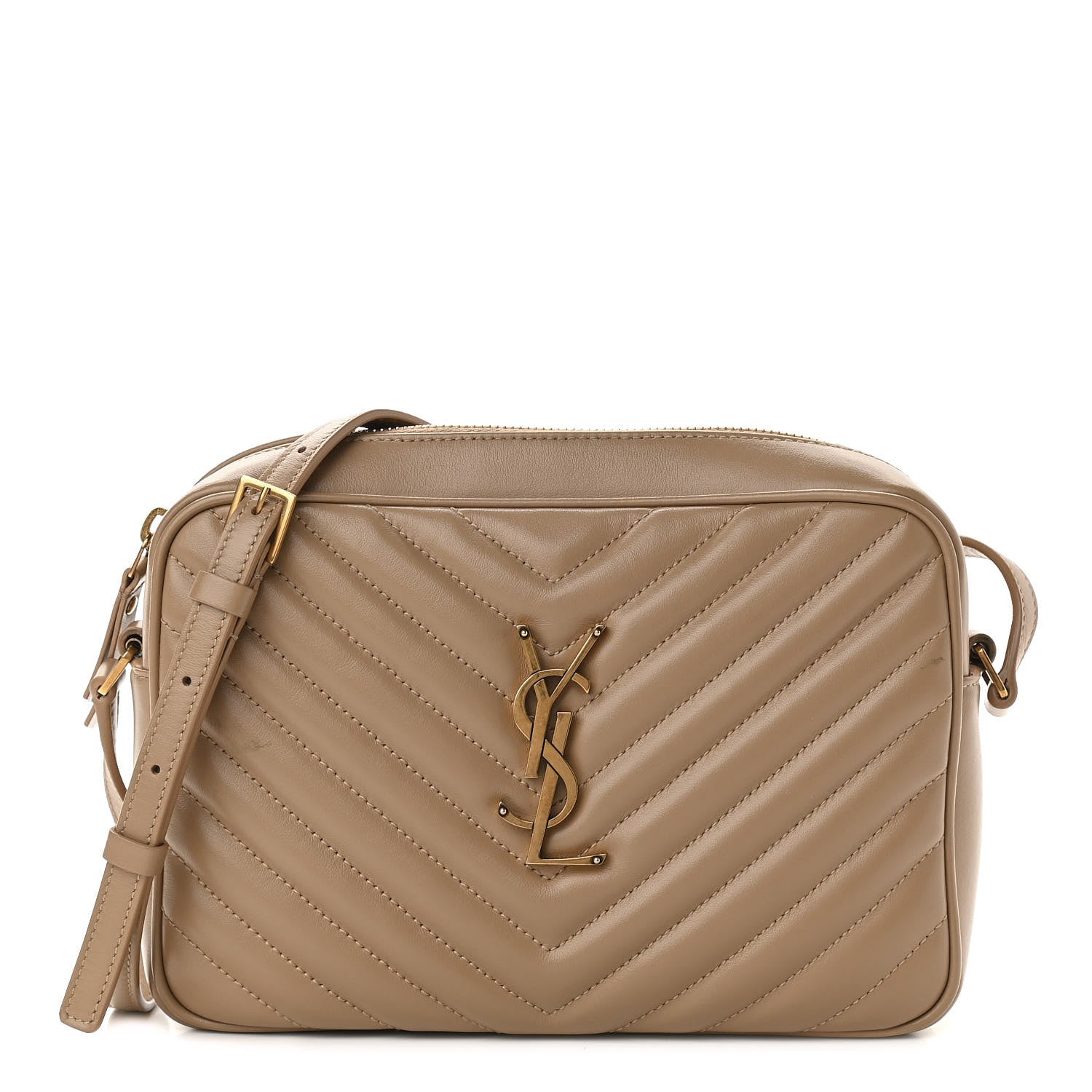Saint Laurent Calfskin Matelasse Monogram Lou Camera Bag Dark Beige 1 of 12