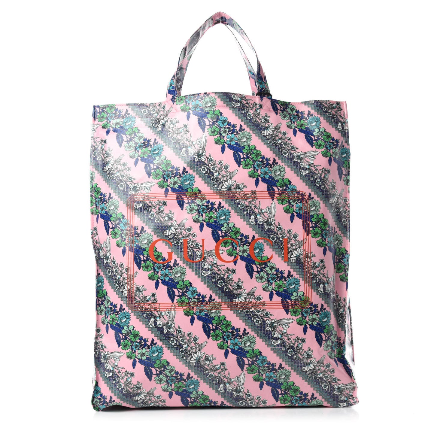 Patent Canvas Frame Logo Bouquet Print Vertical Tote Pink Daisy