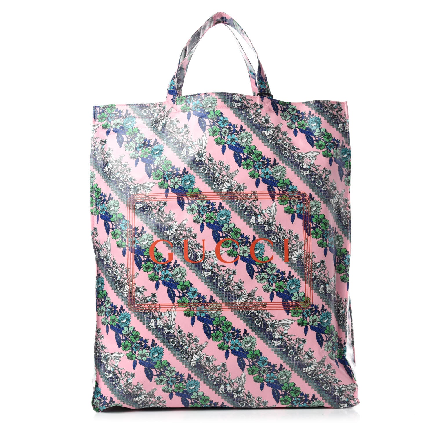 Gucci Patent Canvas Frame Logo Bouquet Print Vertical Tote Pink Daisy 1 of 10