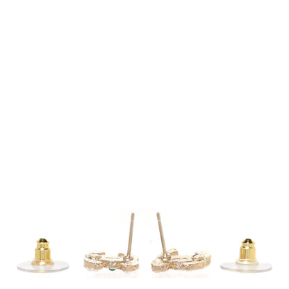 Chanel Pearl Crystal CC Earrings Gold Multicolor 3 of 5