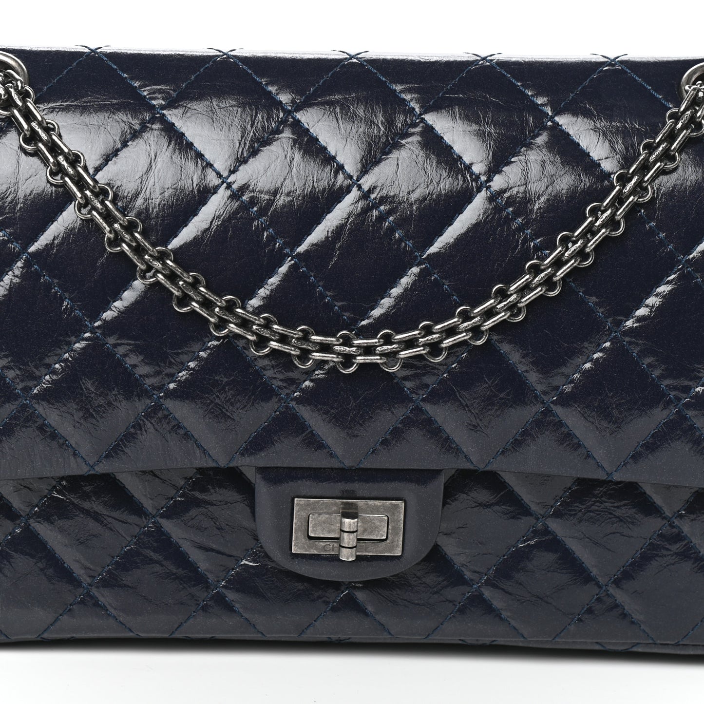 Aged Calfskin Quilted 2.55 Reissue 226 Flap Dark Navy Blue