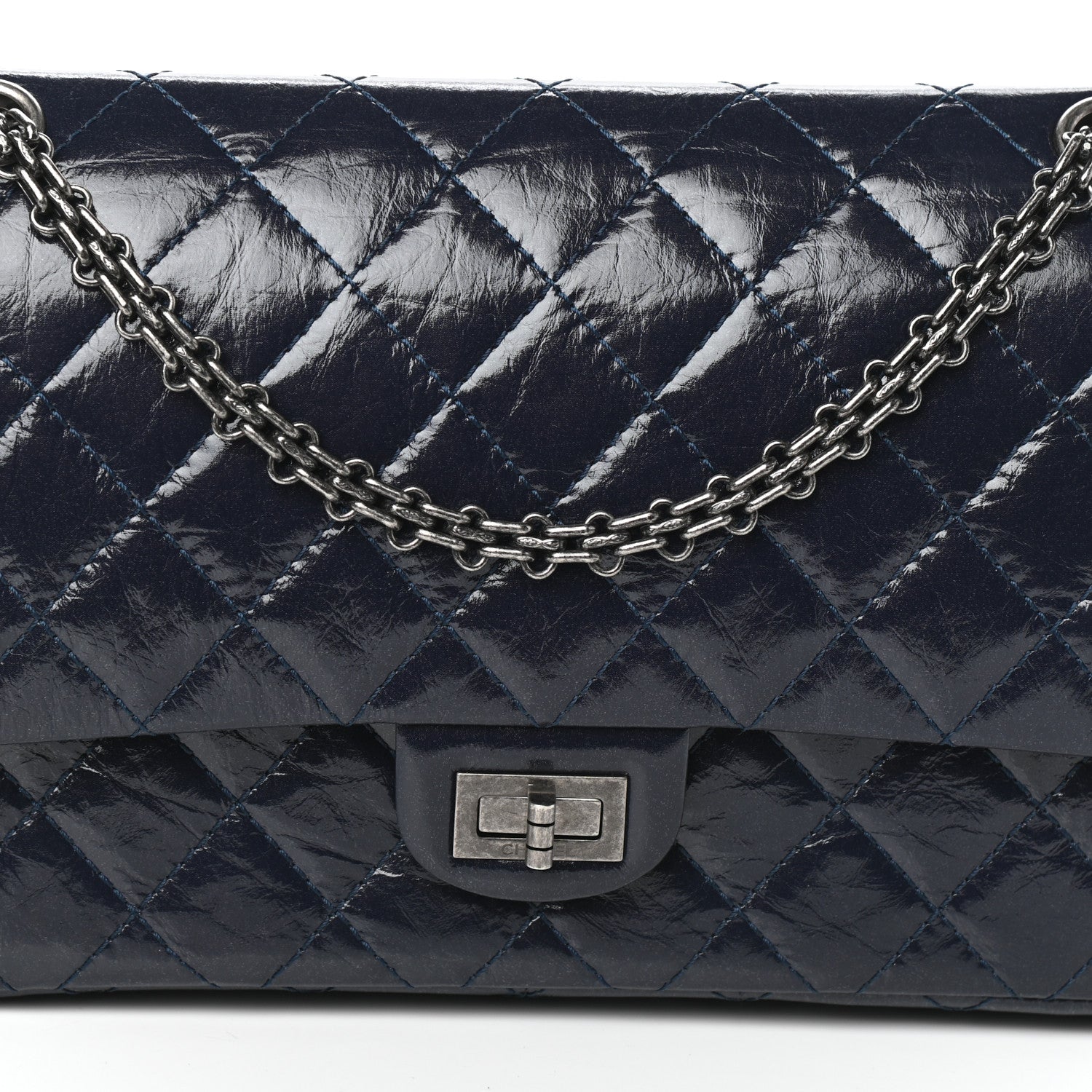 Chanel Aged Calfskin Quilted 2.55 Reissue 226 Flap Dark Navy Blue 8 of 10