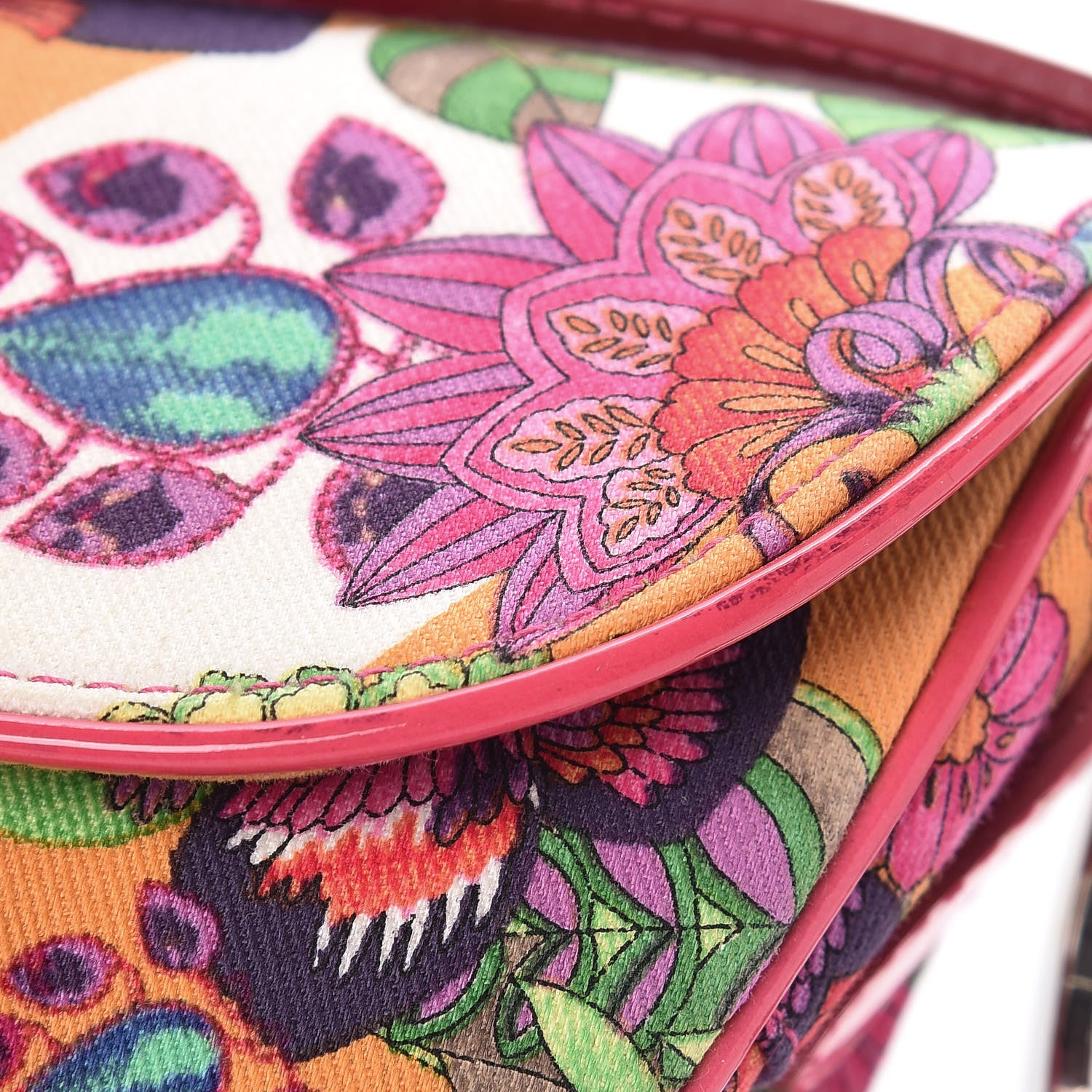 Christian Dior Canvas Floral Saddle Bag Multicolor 8 of 12