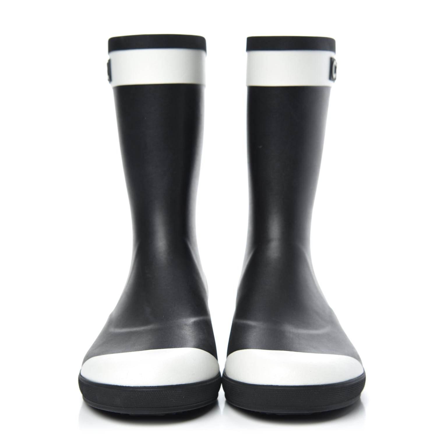 Chanel Rubber Logo Short Rain Boots 40 Black White 2 of 8