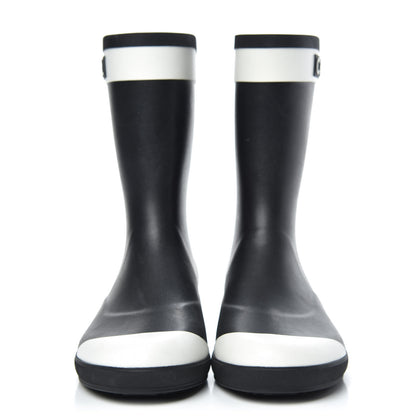 Chanel Rubber Logo Short Rain Boots 40 Black White 2 of 8