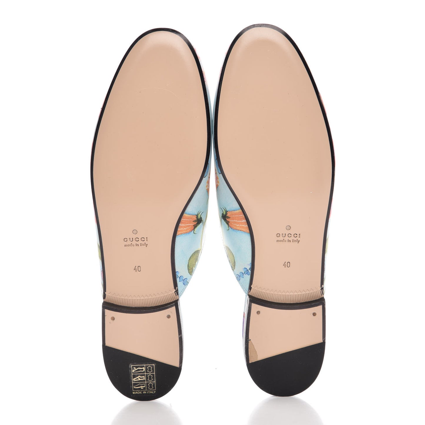 X UNSKILLED WORKER Calfskin Flora Painted Womens Princetown Slippers 40 Cloudy Blue Multicolor
