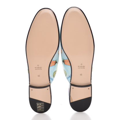 Gucci X UNSKILLED WORKER Calfskin Flora Painted Womens Princetown Slippers 40 Cloudy Blue Multicolor 5 of 11