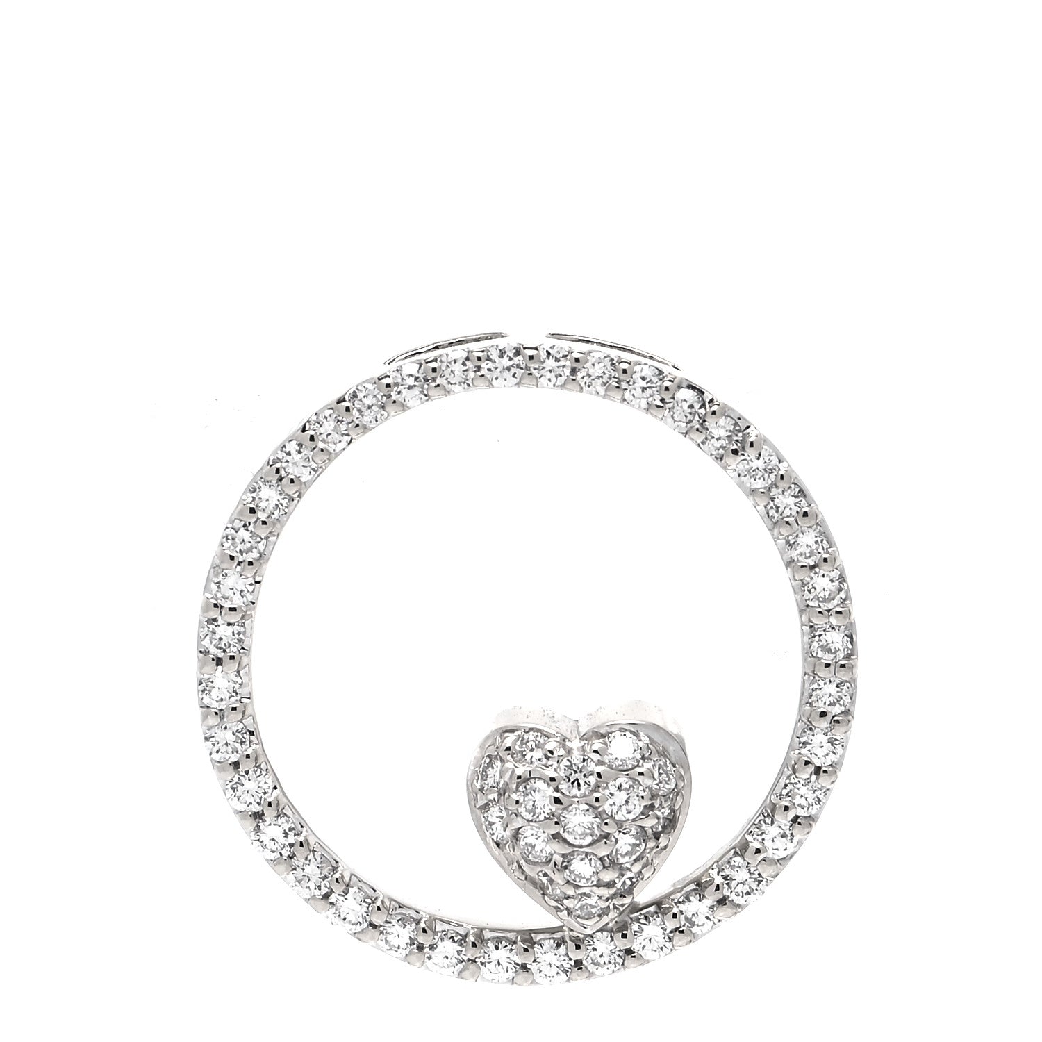 Roberto Coin 18K White Gold Diamond Small Circle Heart Pendant 1 of 4
