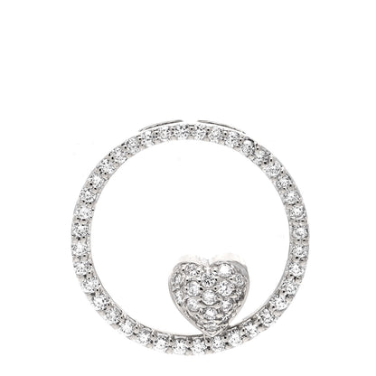 Roberto Coin 18K White Gold Diamond Small Circle Heart Pendant 1 of 4