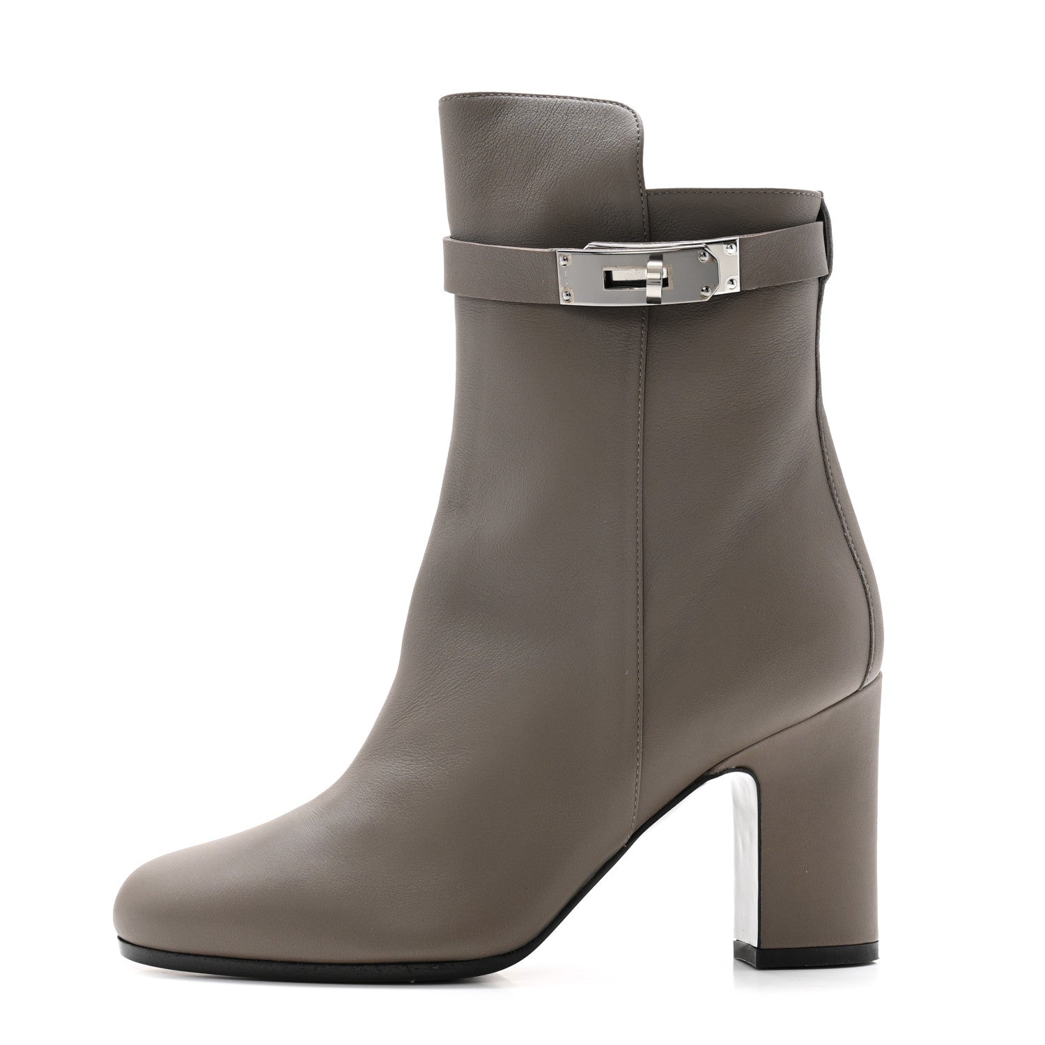 Hermes Calfskin Joueuse Ankle Boots 35.5 Etain 1 of 8