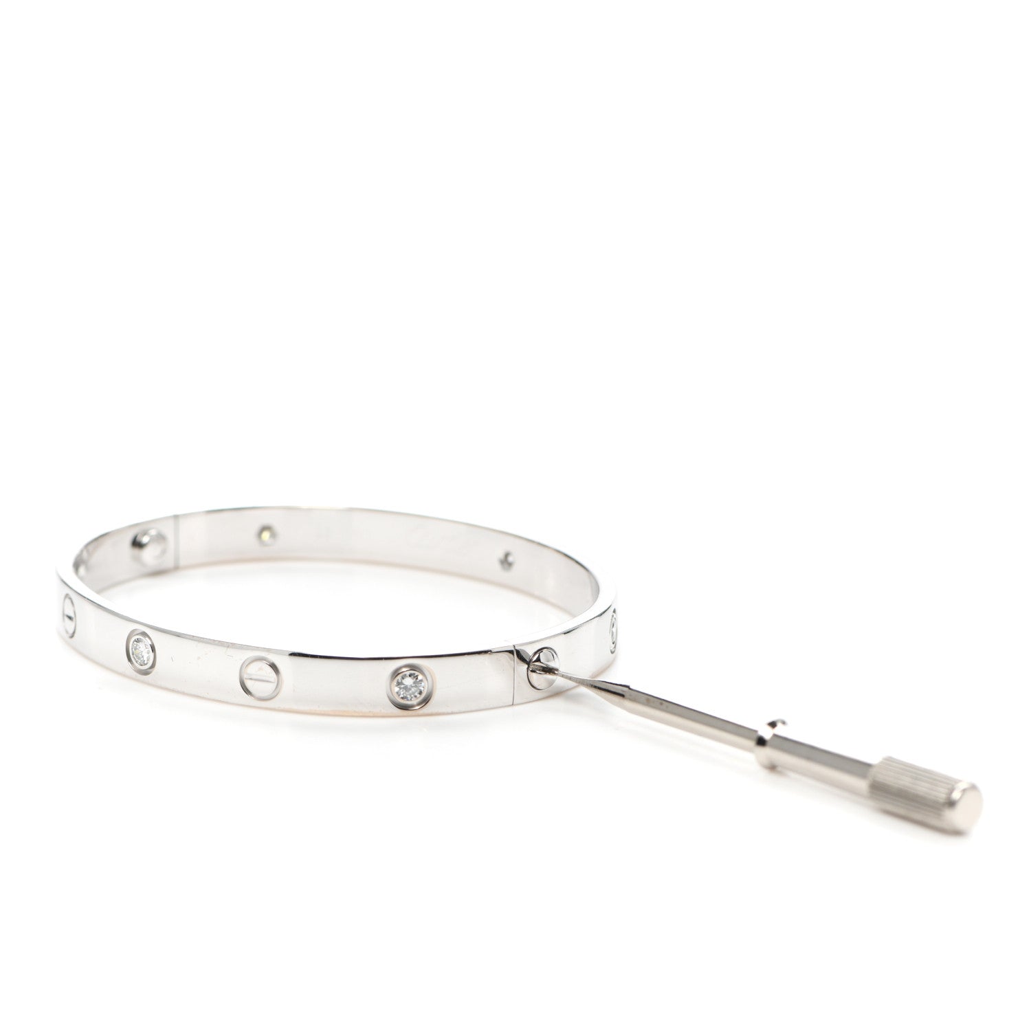 Cartier 18K White Gold 6 Diamond LOVE Bracelet 17 4 of 6