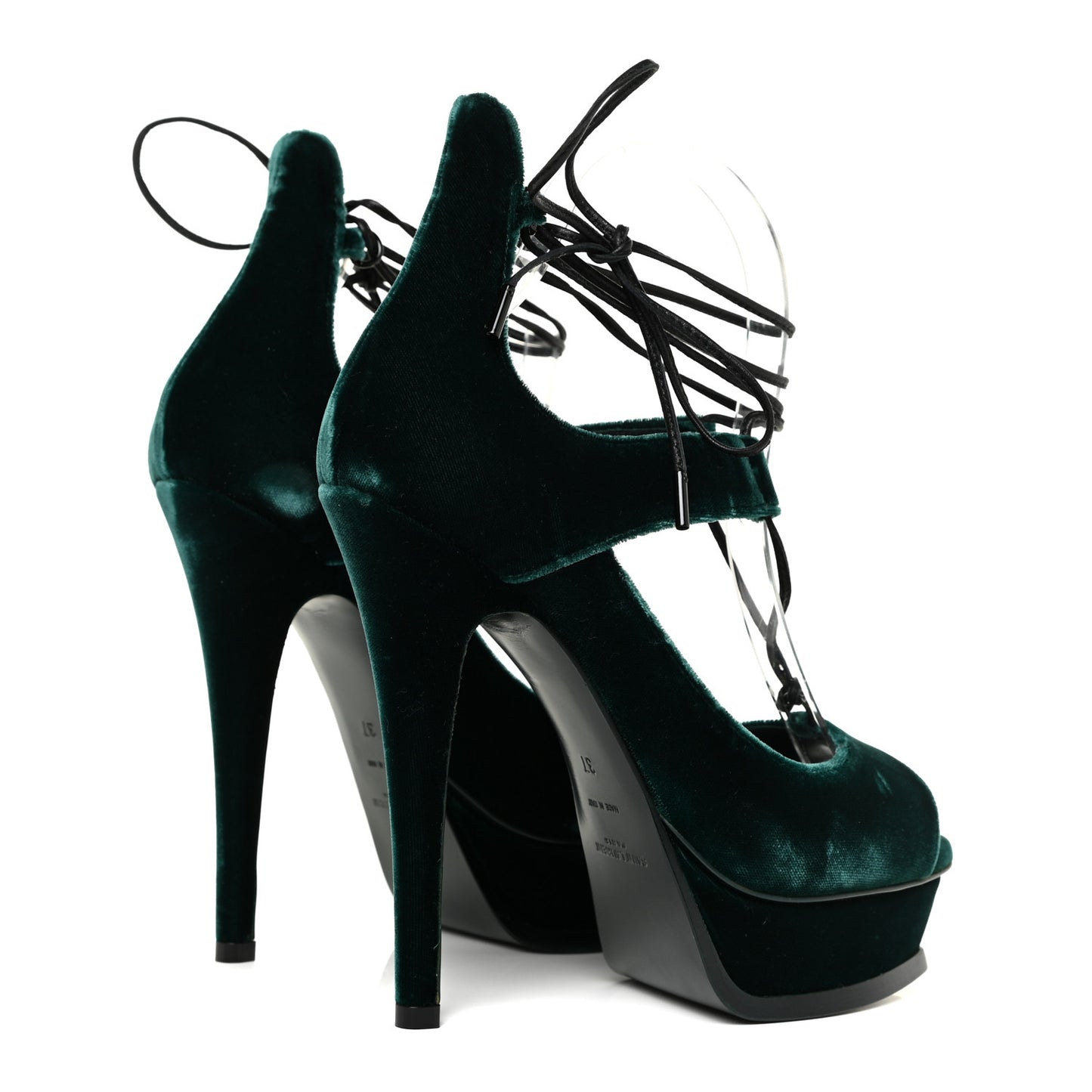 Velluto Master Lace Up Tribute 105 Platform Sandals 37 Green