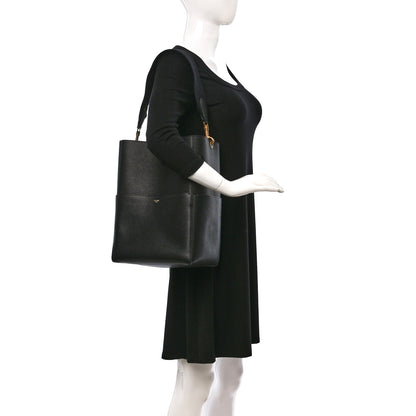 Celine Soft Grained Calfskin Sangle Bucket Bag Black 2 of 8