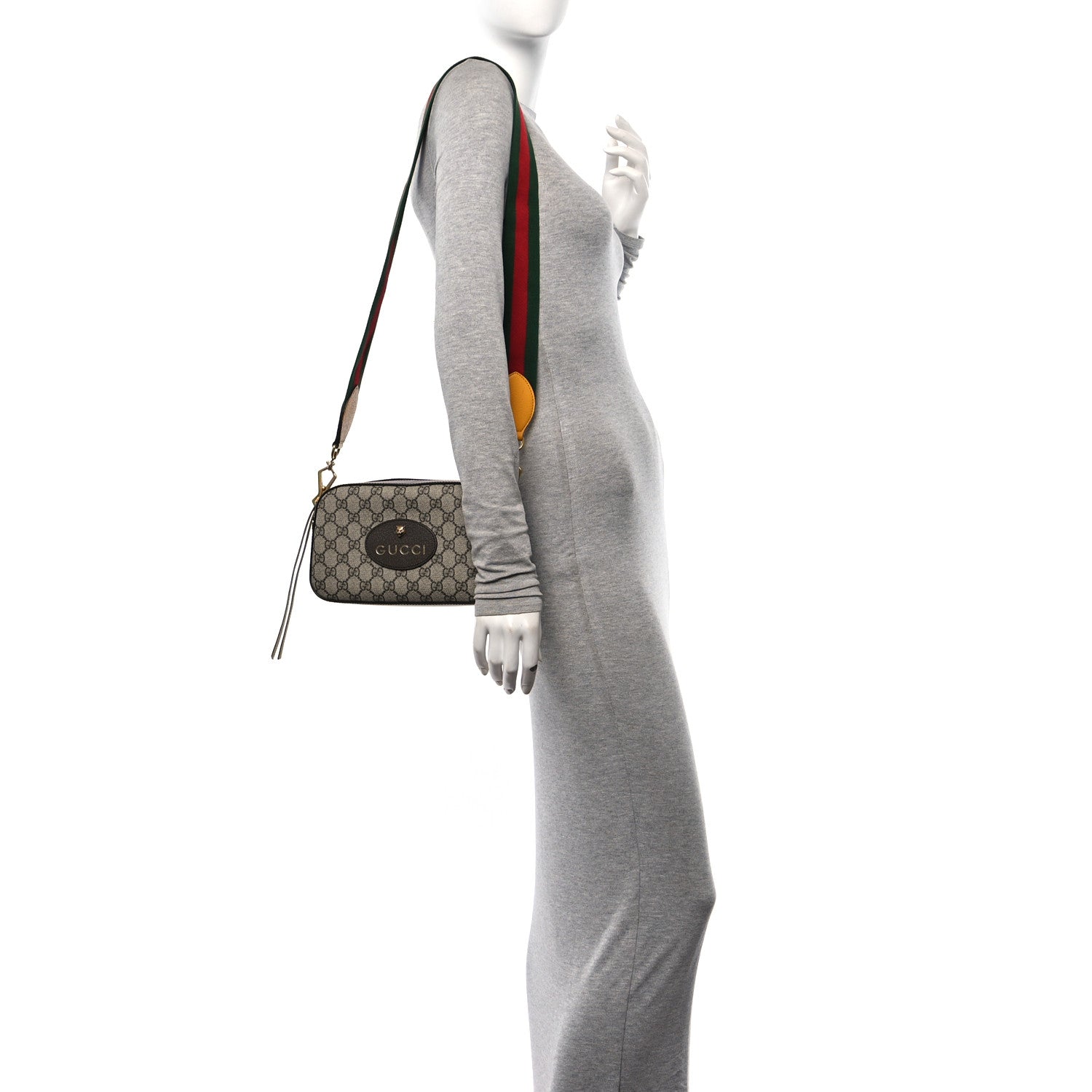 Gucci GG Supreme Monogram Web Neo Vintage Shoulder Bag Beige New Acero Crop 2 of 12