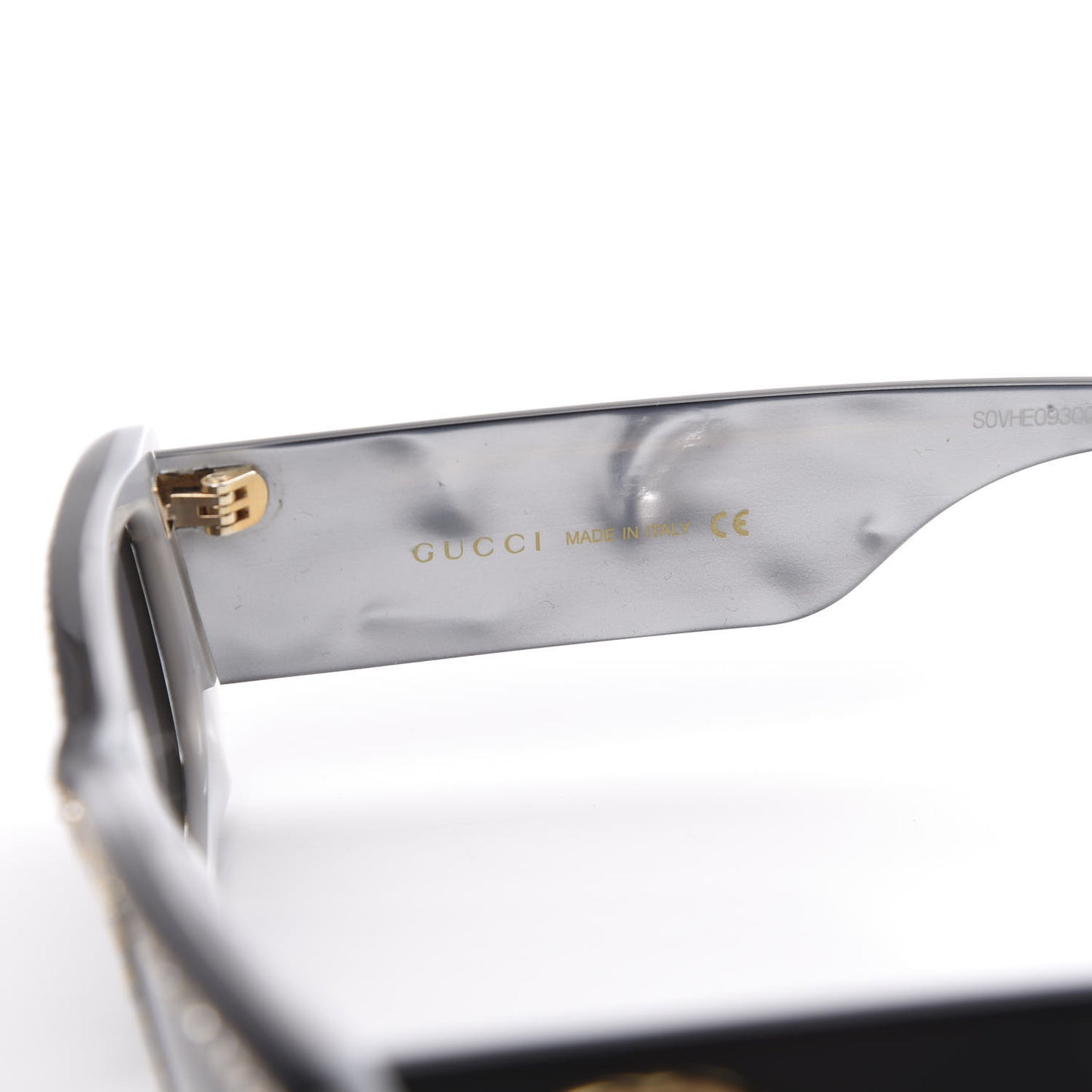 Acetate Rectangular Crystal Sunglasses GG0516S Black