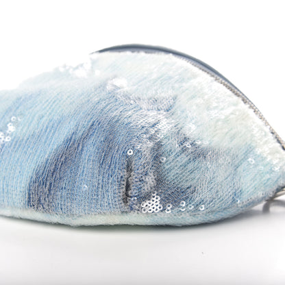 Chanel Sequin Tri-color Waterfall Waist Bag Fanny Pack Silver Blue 8 of 9