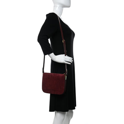 Saint Laurent Suede All-Over Monogram Crossbody Burgundy 2 of 11